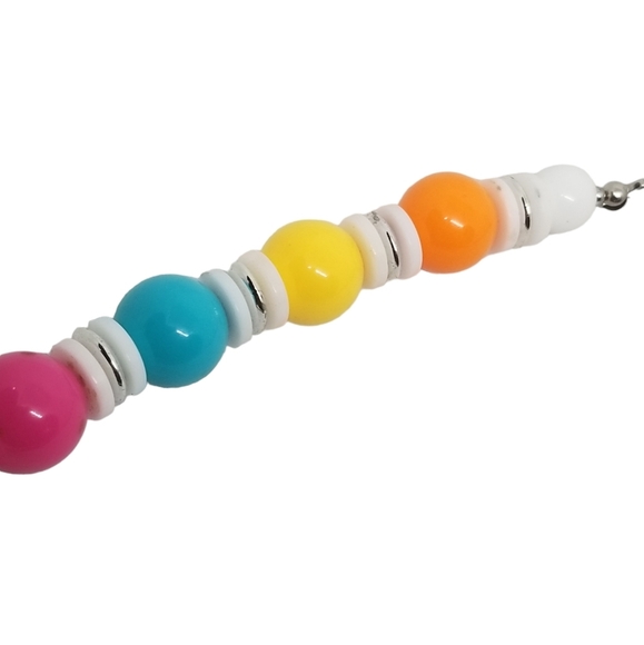 VINTAGE 1980s VIBRANT MULTICOLOR RAINBOW ACRYLIC BEAD NECKLACE - Picture 5 of 6